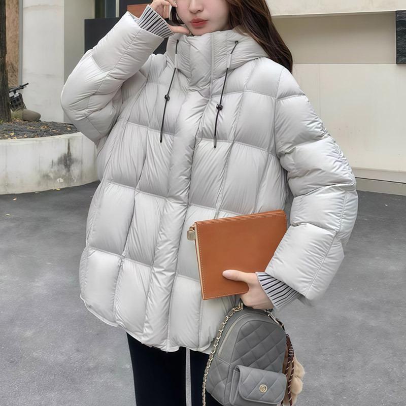 Doudoune à capuche grande taille pour femme - Style Automne 2026, Épaisse avec 90% de duvet de canard, Coupe ample