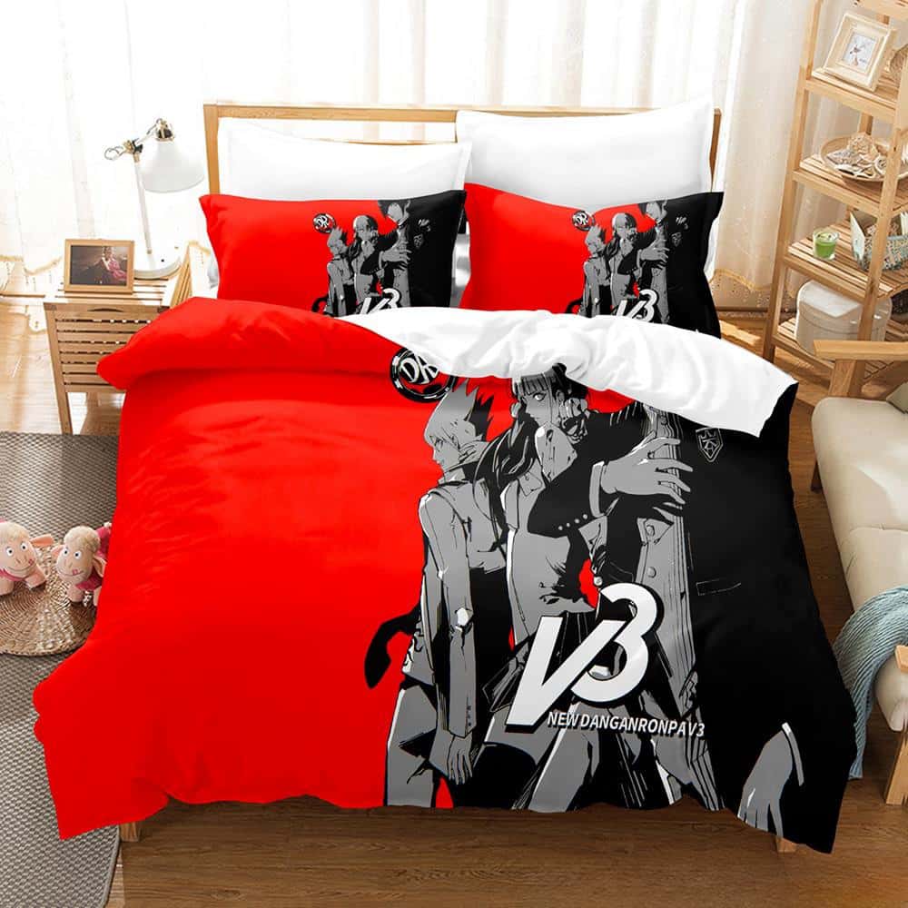 New Danganronpa V3 Bedding Set Cartoon Anime three-piece set Adult Kid Bedroom Duvet cover Sets Y2k Girls comforter bedding sets