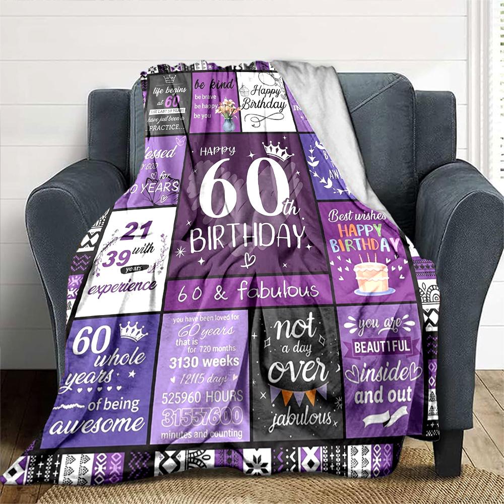 Happy 60Th Birthday Tree Multi-purpose Blanket Soft Warm Cozy Throw For Sofa Couch Office Bed Picnics for All Occasions Modern Style Accessory Y15