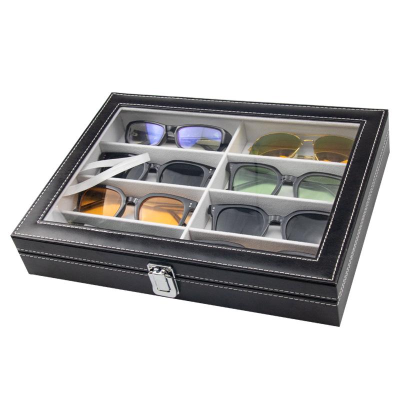 Walnut Sunglasses & Glasses Display Multi-Grid Storage Box