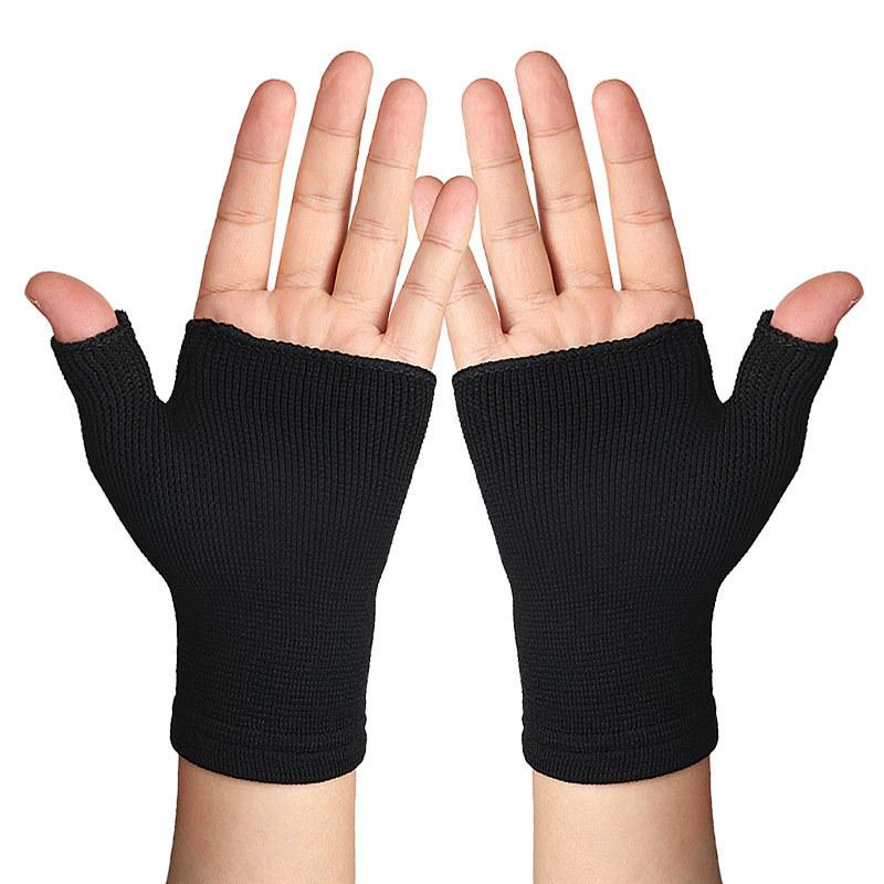 Sports Palm Knitting Breathable Outdoor Cycling Fitness Weightlifting Non-slip Half Finger Elastic Pressure Gloves Protective Gear