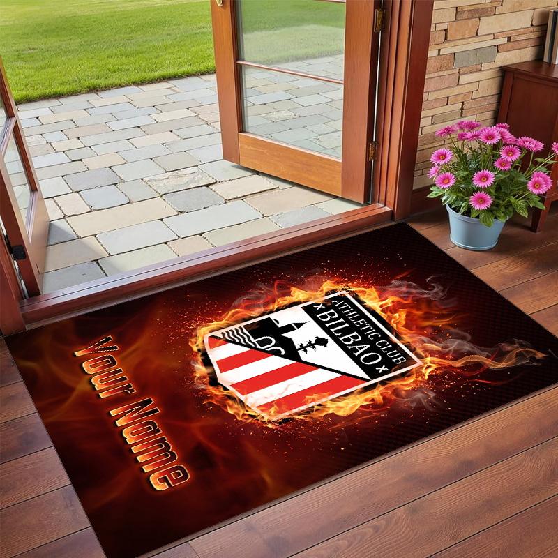 Crystal Velvet Rug Custom Name Text, Soft Non Slip Floor Mat Home DecorAthletic Bilbao FC