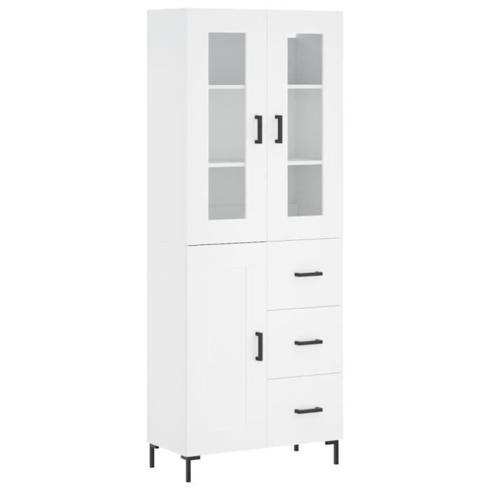 VidaXL Buffet haut Blanc 69,5x34x180 cm Bois d'ingénierie 3198657