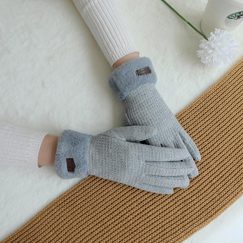 Winter Damen Flauschige Fahrradhandschuhe Mit Winddichtem Design Für Den Außenbereich