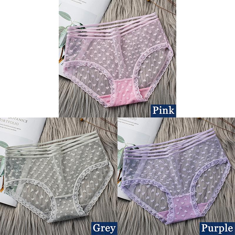 3pcs Sexy Lace Transparent Panties for Women Underwear Fashion Panty Lingerie Breathable Hollow Out Briefs Female Underwear