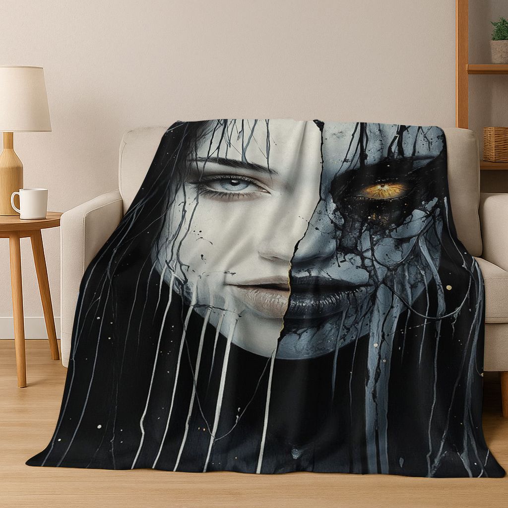 26 Style Terrifying Ghost Spirit Apparition Specter Gothic Flannel Blanket,Cozy Soft Throw Blanket for Home Bedroom Bed Sofa
