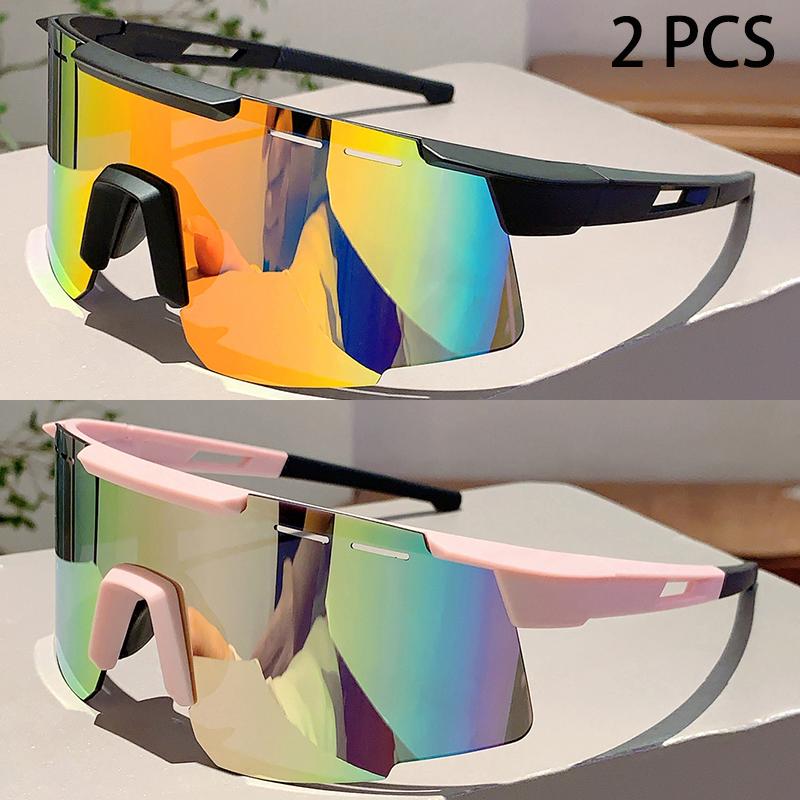 1/2 Stück Mode Monoblock Anti-UV Herrenbrille Outdoor Marke Spiegel Sportsonnenbrille Damen Übergröße Deko Shades zum Radfahren