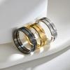 Punk Hip-hop Stainless Steel Geometry Hollowed-out Vacuum Electroplated Couple Rings for Women Men Simple Personality Jewelry