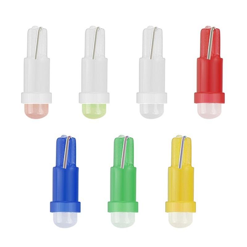 10pcs Car Interior T5 Led 1 SMD DC 12V Light Ceramic Dashboard Gauge Instrument Ceramic Car Auto Side Wedge Light Lamp 6 Colors