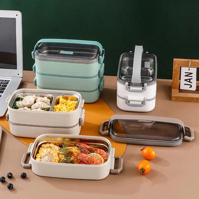 MeyJig Lunch Box 1/2/3 Layer Microwave Stainless Steel Leak Proof Portable Bento Box Food Storage Container