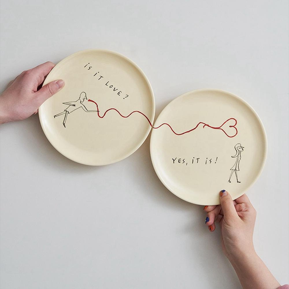 Natural Bamboo Fiber Plates Dinnerware Modern Creative Pattern Reusable Unbreakable Plates