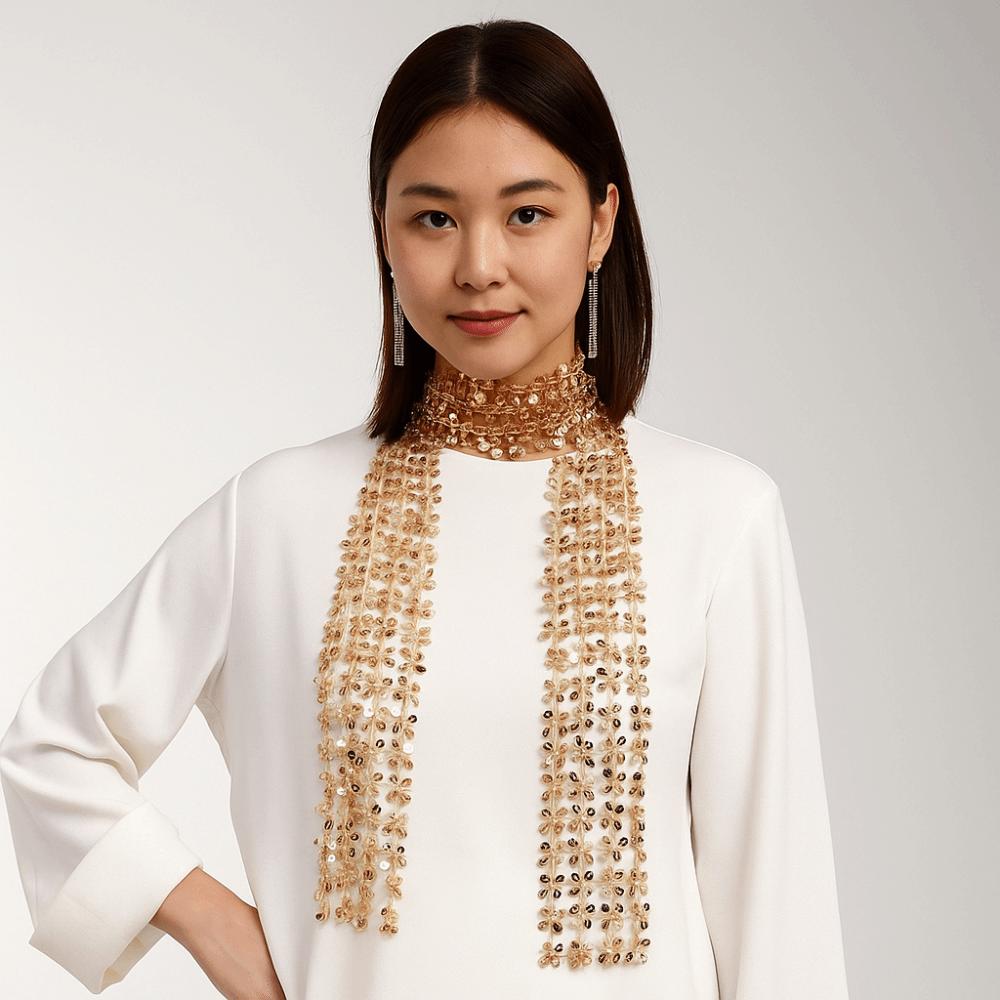 Sequins Belly Dancing Scarf Flower Shape Waist Chain Neck Wrap Sequin Scarf Belly Dancing Belt