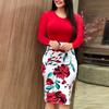 Elegant Plus Size Ladies Short/long Sleeve Floral Boho Women Party Bodycon Maxi Dress