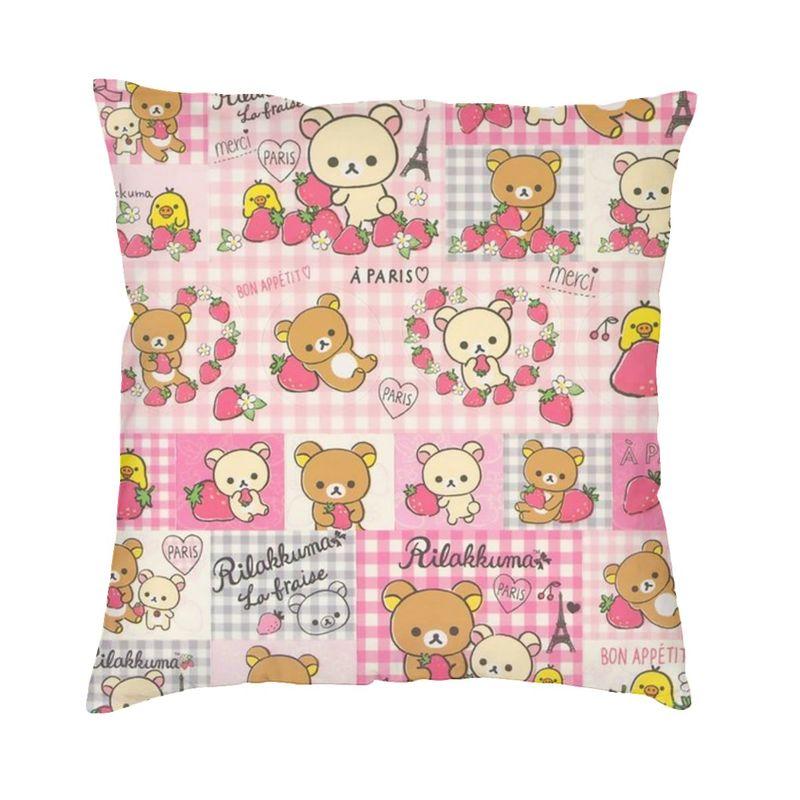 Husă de pernă cu personaje animate anime 45x45 poliester Rilakkuma husă de pernă pentru canapea mașină față de pernă pătrată decorativă pentru casă