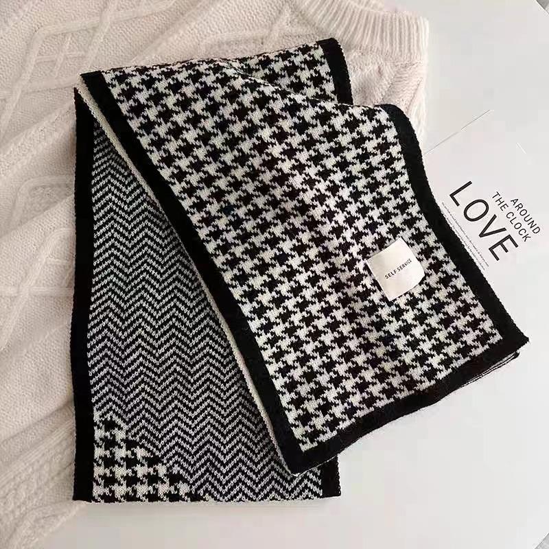 Versatile Thousand Birds Scarf Imitation Cashmere Scarf Autumn and Winter Women's Premium Sense Warm Tassel Plaid Shawl Light Luxury