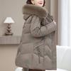 Real Fur Collar Middle-aged Women's Winter Down Coats Hooded Plus Size XL-6XL Embroidery White Duck Down Jackets for Women Thick Warm Parkas
