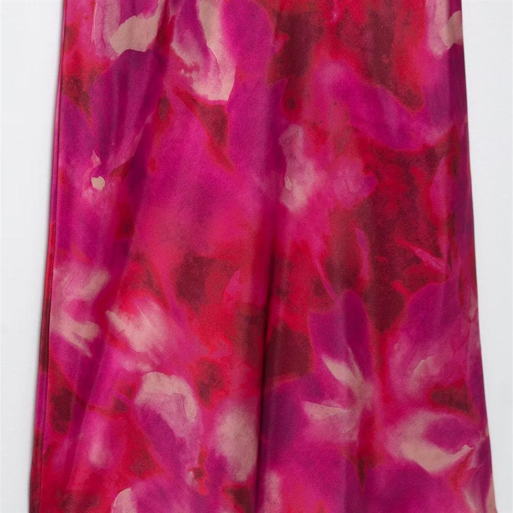 Spring/Summer 2025 Women's Tie-Dye Print Silk Satin Slim Fit Dress