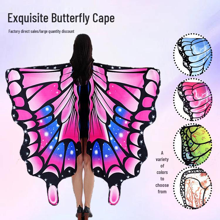 Butterfly Cloak Gradient Halloween Dance Shawl Wings