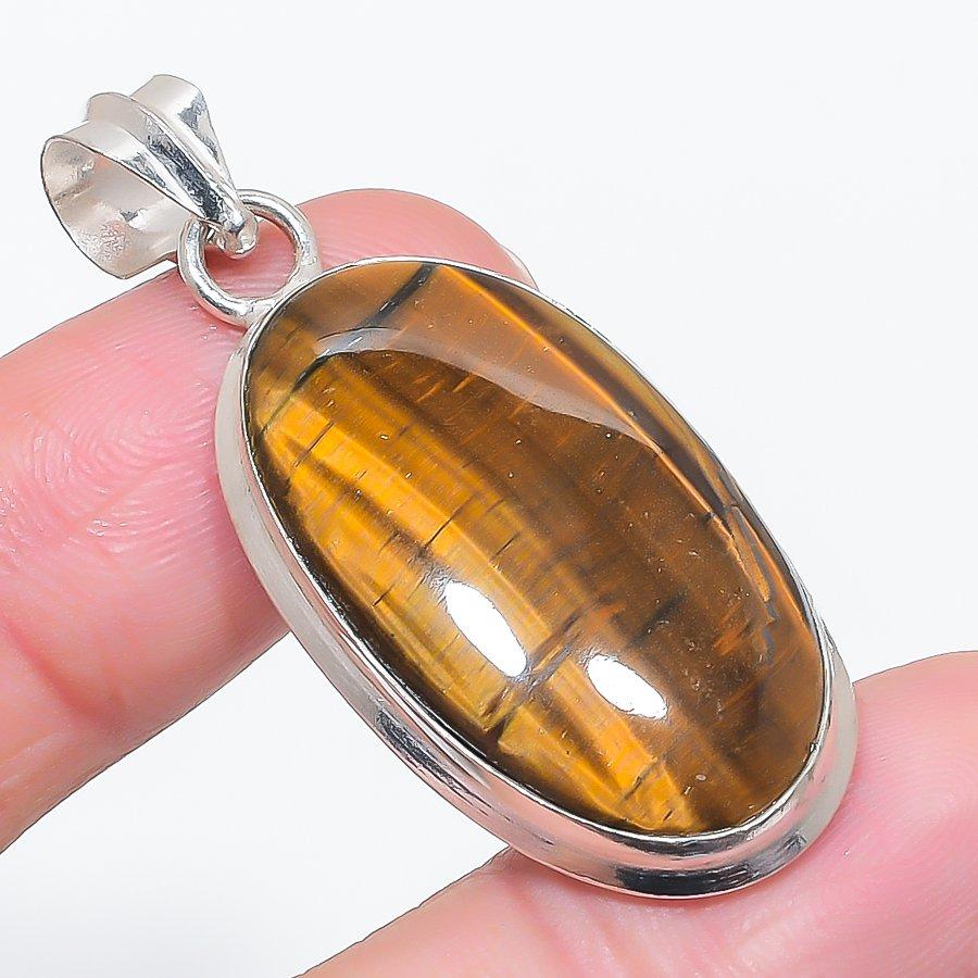 

Натуральный камень Тигровый глаз 925 стерлинговое серебро Ювелирная подвеска 1,97 Z8p72