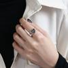S925 Sterling Silver Retro Heart-Shaped Aged Ring for Women - European Style Finger Jewelry