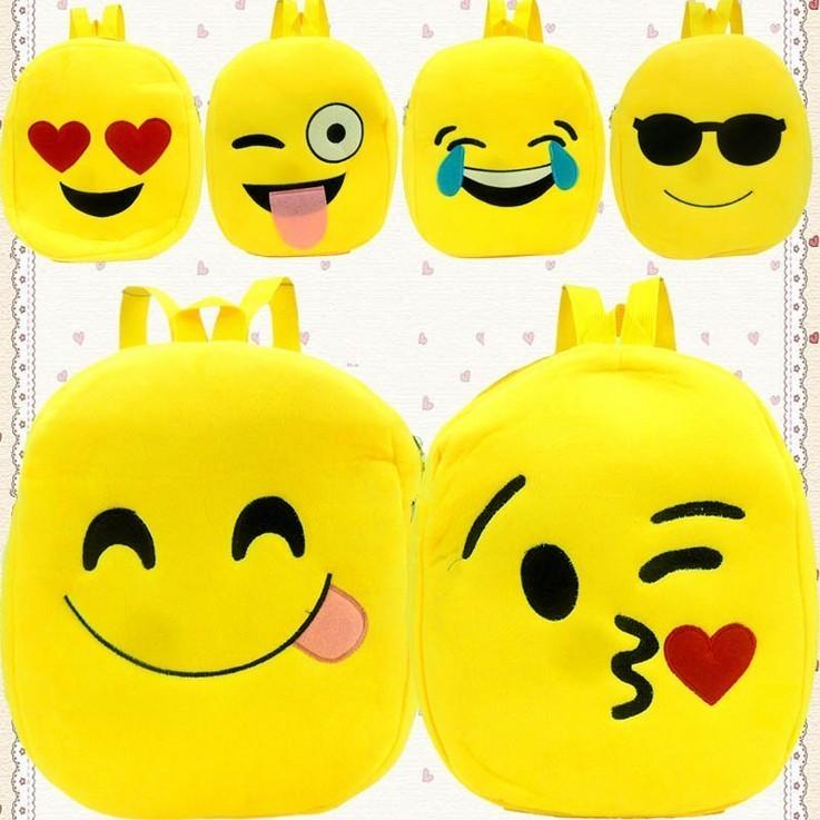 Adorable Cute Smile Emoji Face Backpack For Kids Crafted With Plush Material