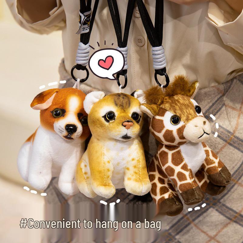 Cross-border Animal Plush Toy Pendant: Tiger, Panda, Giraffe, Leopard, Lion Doll Ornament