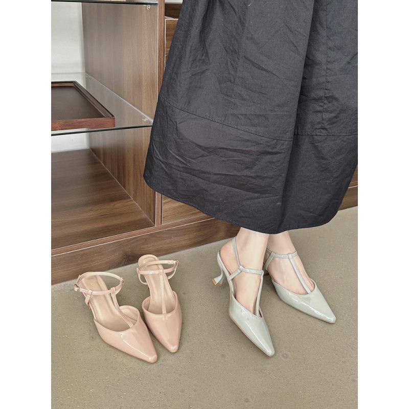 

Ботоу открытые босоножки на каблуке-рюмочке женские туфли на высоком каблуке новые нюдовые универсальные модные остроносые одинарные туфли 40 зелёный