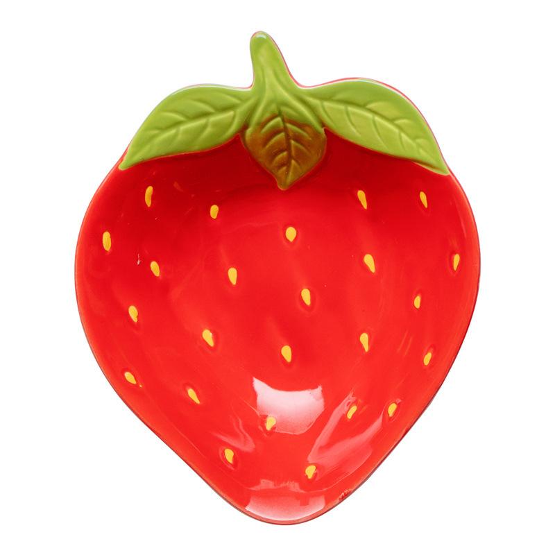 Creative Cartoon Strawberry Shaped Ceramic Salad Bowl Soup Bowls Family Fruit Snack Plate Kitchen Utensils Accessories Tableware