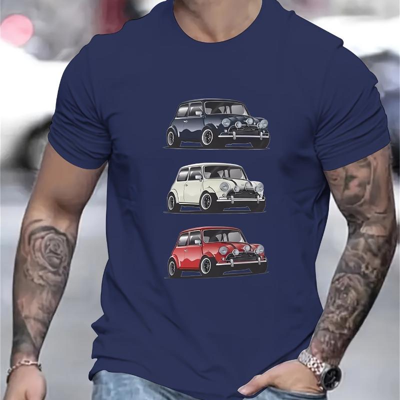 

Three-Tone Mini Cars T-Shirt,Soft Breathable & Fade-Resistant, Classic Fit for Daily Casual Wear XXL белый