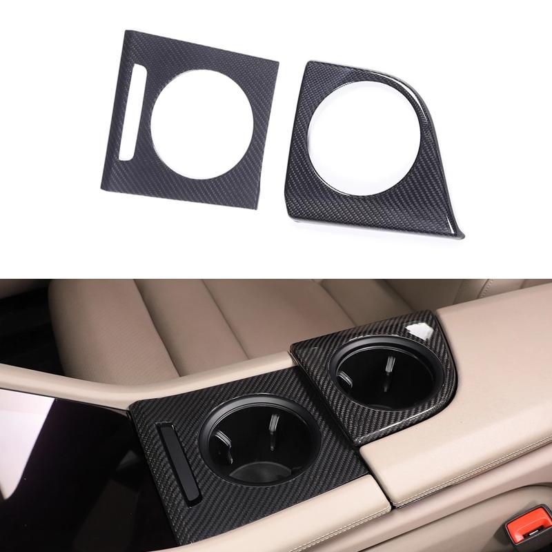 Real Carbon Fiber For Porsche Taycan 2019-2026 Car Central Cup Holder Cover Trim Interior Car Accessories For RHD 2PCS