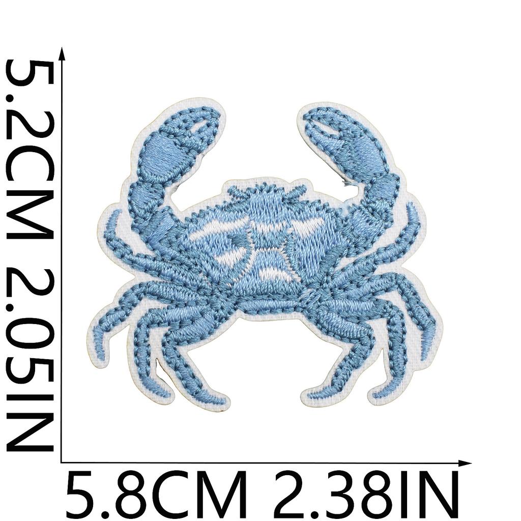 Blue Theme Embroidery Cloth Sticker, Surf Girl Patch Sticker, Wave Hermit Crab Computer Embroidery Label, Shell Chapter Sticker