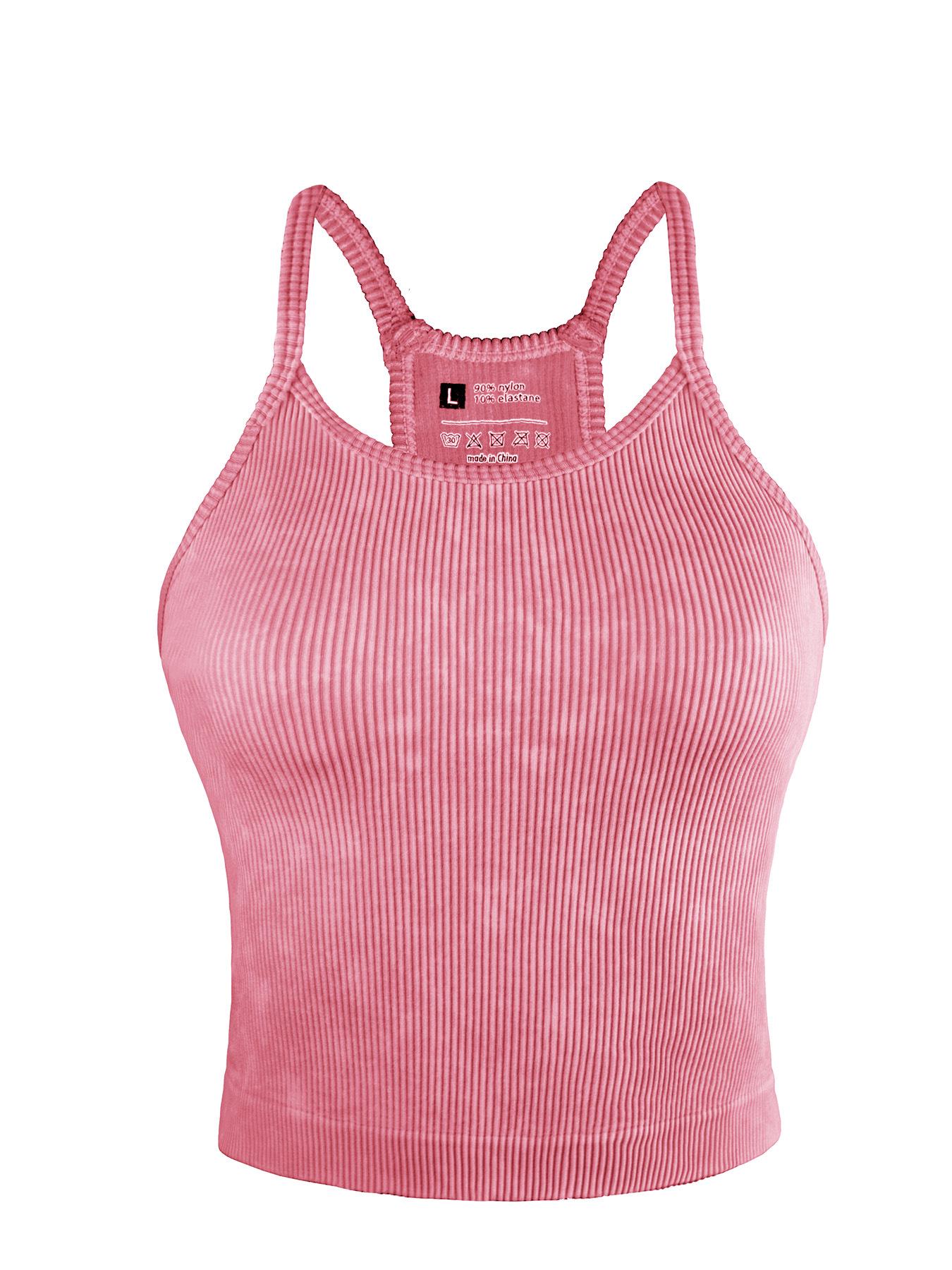 

European and American Frosted Women s Fitness Vest - Outdoor Running Yoga Sports Top and Casual Camisole Medium рожевий