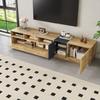Meuble TV En Bois - LEMONBEST - Meuble TV Moderne Bicolore - 200×45×45 Cm - Bicolore Gris-noir/bois - 3 Compartiments Et Portes