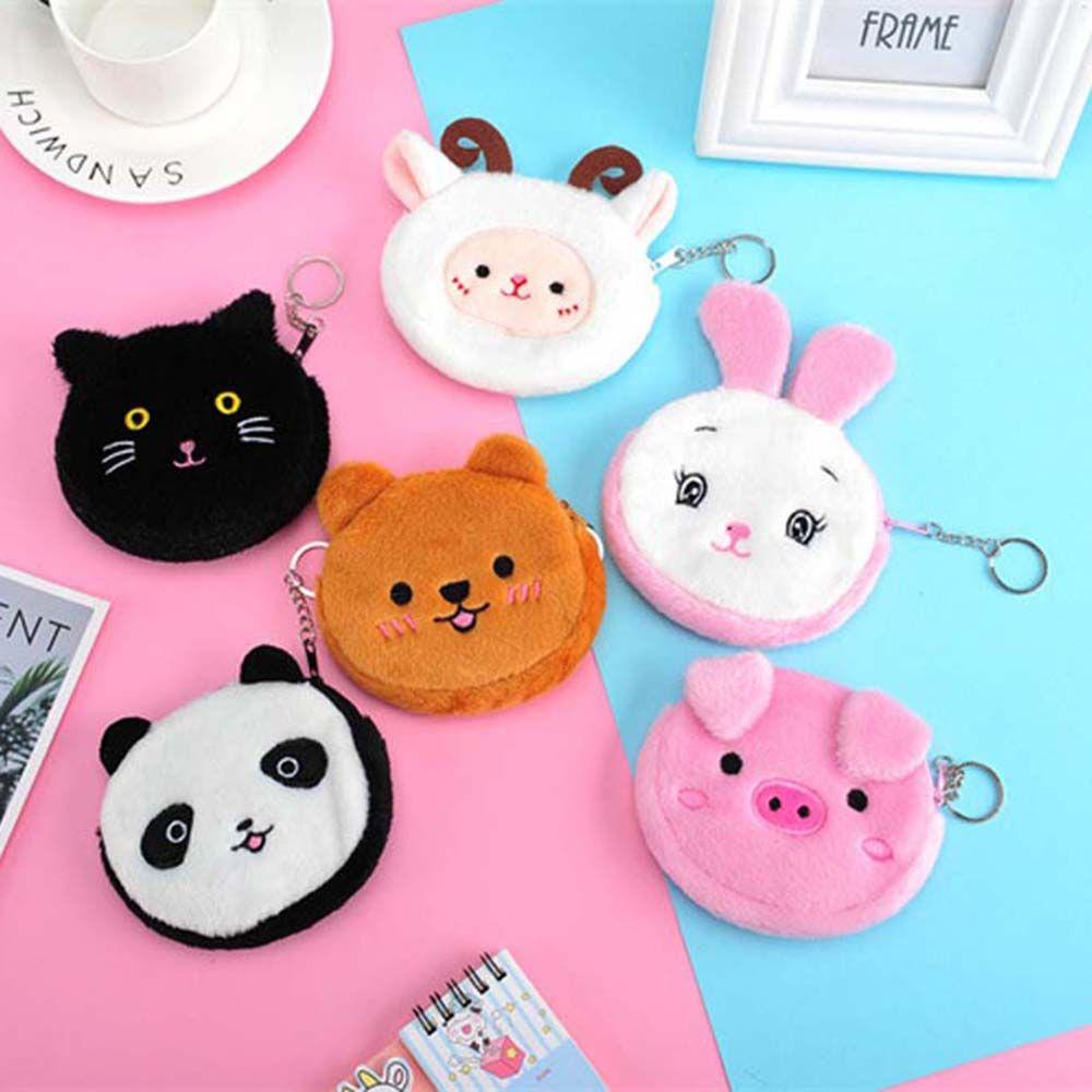 Student Cute Gift Key bag Pig Bear Plush Coin purse Earphone Bag Mini Wallet Coin bag