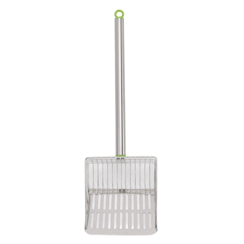 Stainless Steel Chicken Poop Scooper Long Handle Litter Scoop Portable Slat Scoop Cat Litter Box