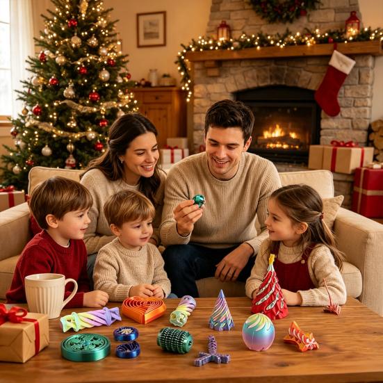 Tragbare Stressreduzierer für Erwachsene 2026 Weihnachts-Adventskalender, 24-Tage-Countdown-Box mit Mini 3D-gedruckten lustigen Feiertags-Vorfreude-Geschenken
