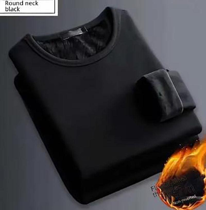 Lenjerie termică de iarnă pentru bărbați, fleece, îngroșată, caldă, cămașă de bază cu decolteu în V, mărime mare