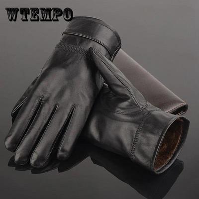 Leather Gloves Winter Thick Windproof Riding Gloves Men Plus Cashmere Sheepskin Gloves M-XL