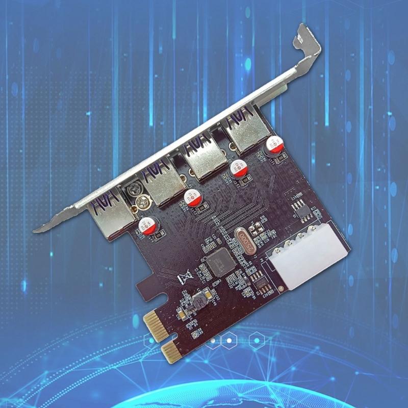 4 Port USB3.0 PCIE Expansion Card PCIE to USB3.0 Board 5Gbps Adapter Controller Replacement for Desktop PC Accessories