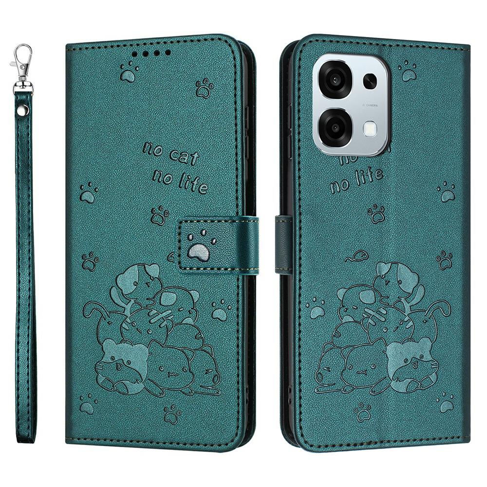 

Wallet Case For Oppo F31 5G/A6 Pro 5G/4G Cats Imprint Leather Phone Cover with Strap