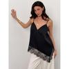V Neck Irregular Lace Spliced Loose Camisole Tank Top