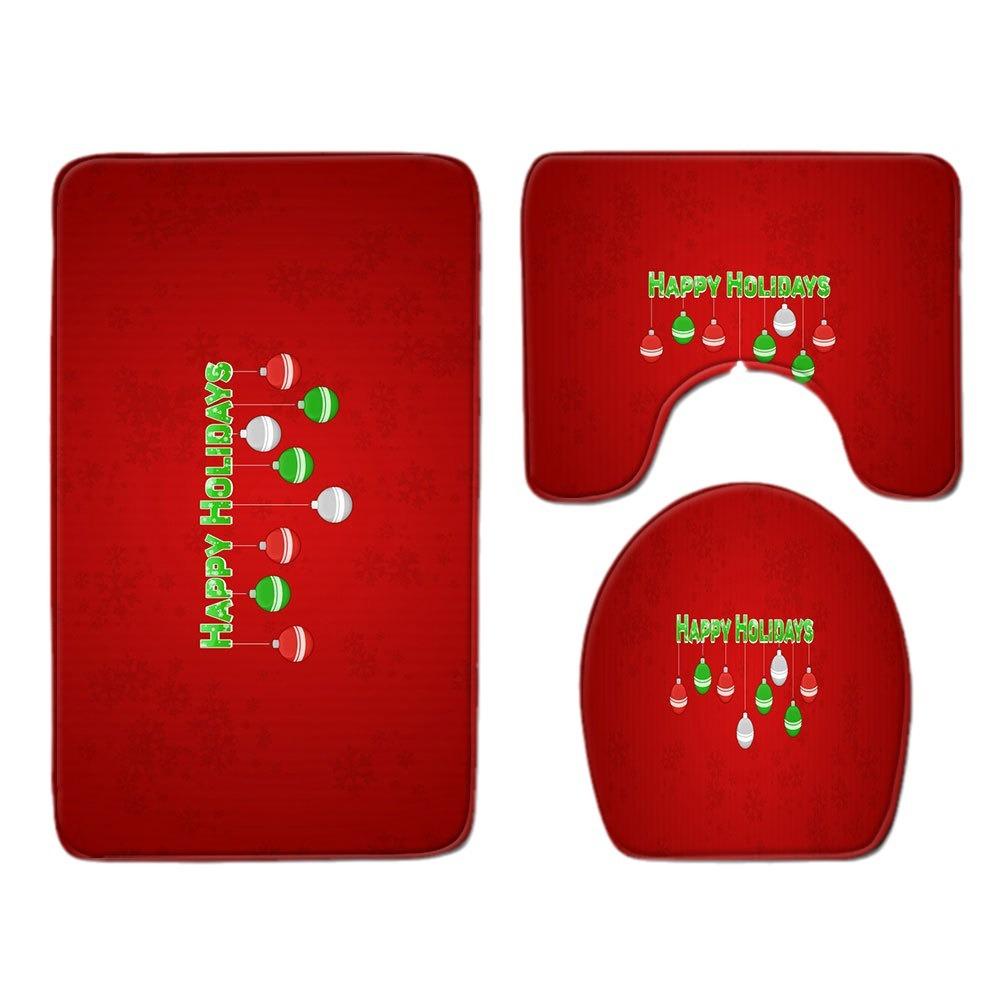Christmas Bathroom Floor Mat Toilet Three-Piece Set