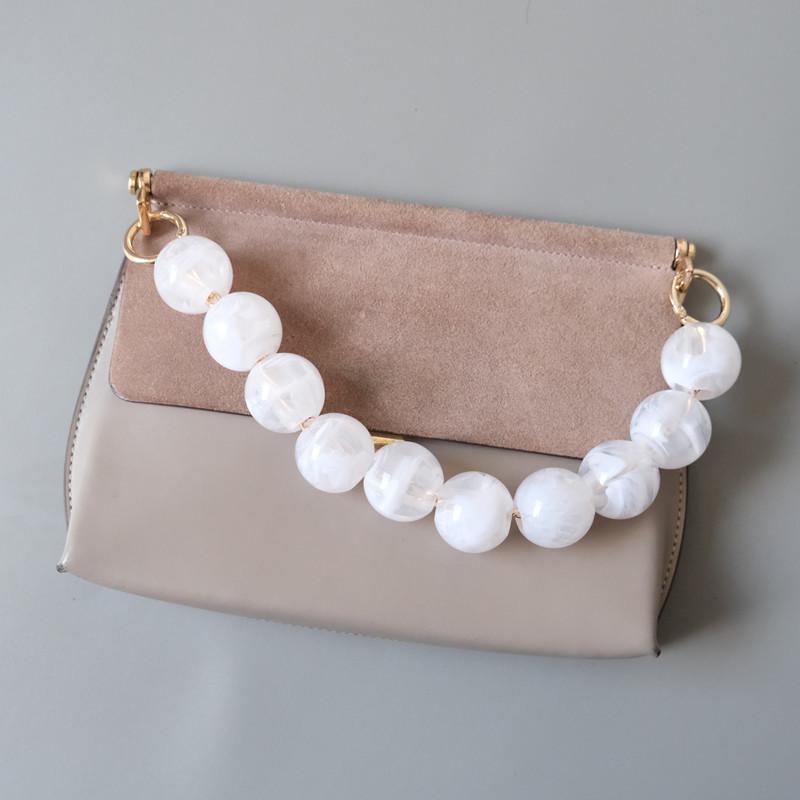 Nuovo accessorio per borsa da donna Parte in resina acrilica bianca verde Bracciale con perline artigianali di lusso Cerchietto per maniglia per borsa di ricambio per donna