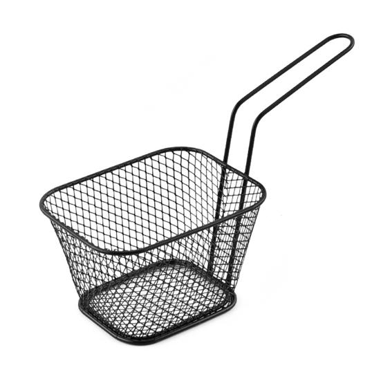 Square Fry Baskets Stainless Steel Fry Basket with Handle Steel Kitchen Cooking Tool for Crispy French Fry Chip Basket French Fries Mesh Basket Food чёрный