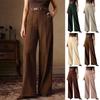 Vintage Herbst Kordhose Hohe Taille Weites Bein - Damen Gerippt Gerade Bein
