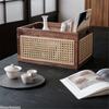 Retro Luxury Kitchen Desktop Solid Wood Storage Box Rattan Basket Book Snacks Cosmetics Organizer Home Appliance