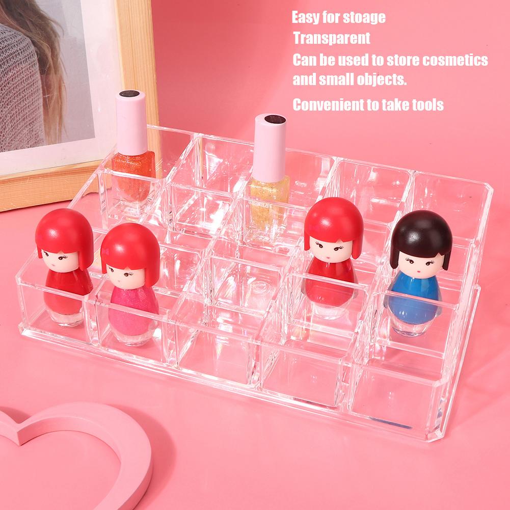 15 Grids Nail Polish Display Holder Lipstick Cosmetics Storage Box Organizer Makeup Tool