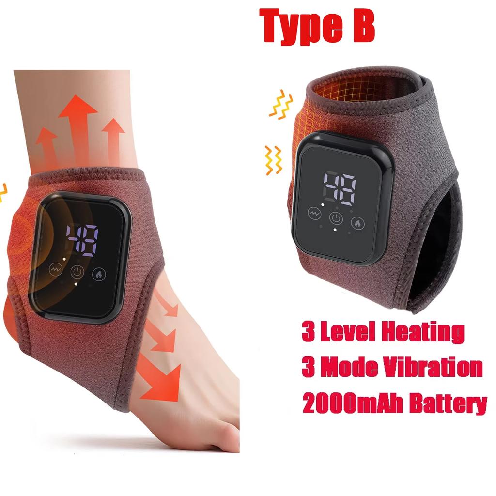 Electric Heating Ankle Massager Vibration Machine Hot Thermal Ankle Brace 3 Levels Hot Compress Foot Sole Massager