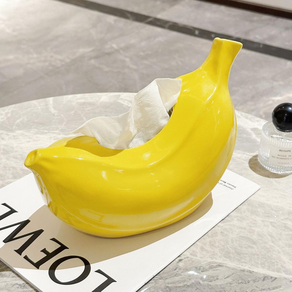 Creative banana tissue box living room coffee table home decoration ceramic paper pumping box