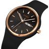 SKMEI Women's Silicone Waterproof Sports Watch Black Simple Casual Design with Date and Day Display